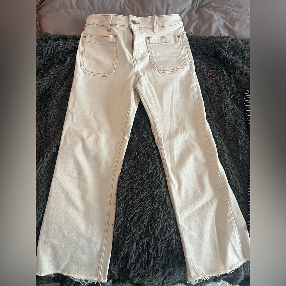 ❤️Zara Women's Straight Leg Cream cropped Jeans